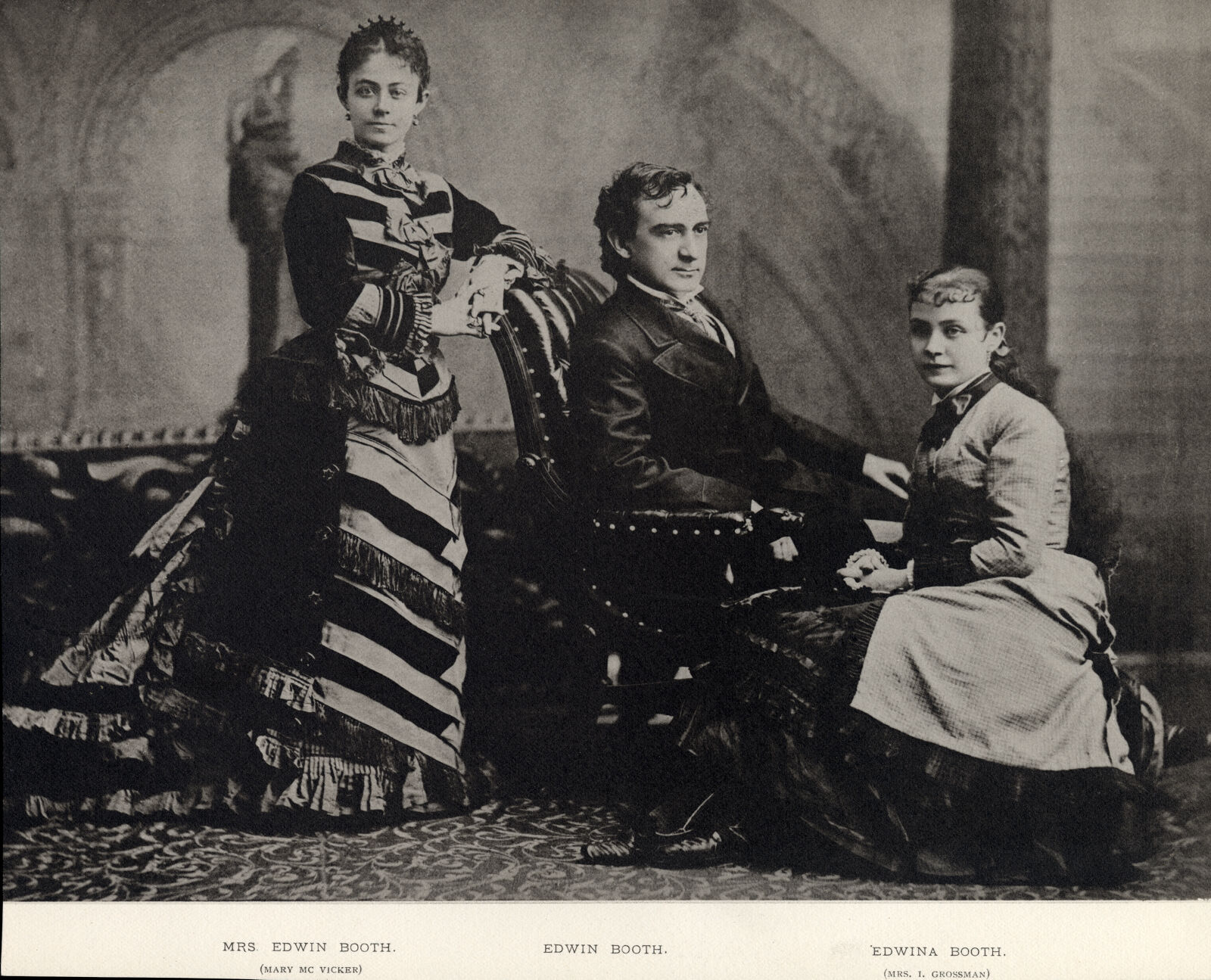 Family portrait of Edwin Booth, Mary Booth (Mc Vicker) and Edwina Booth ...