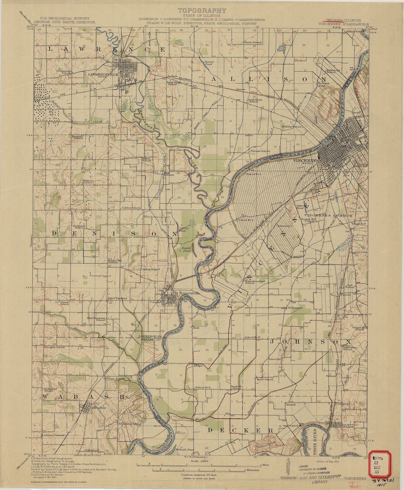 IndianaIllinois, Vincennes quadrangle topography Digital