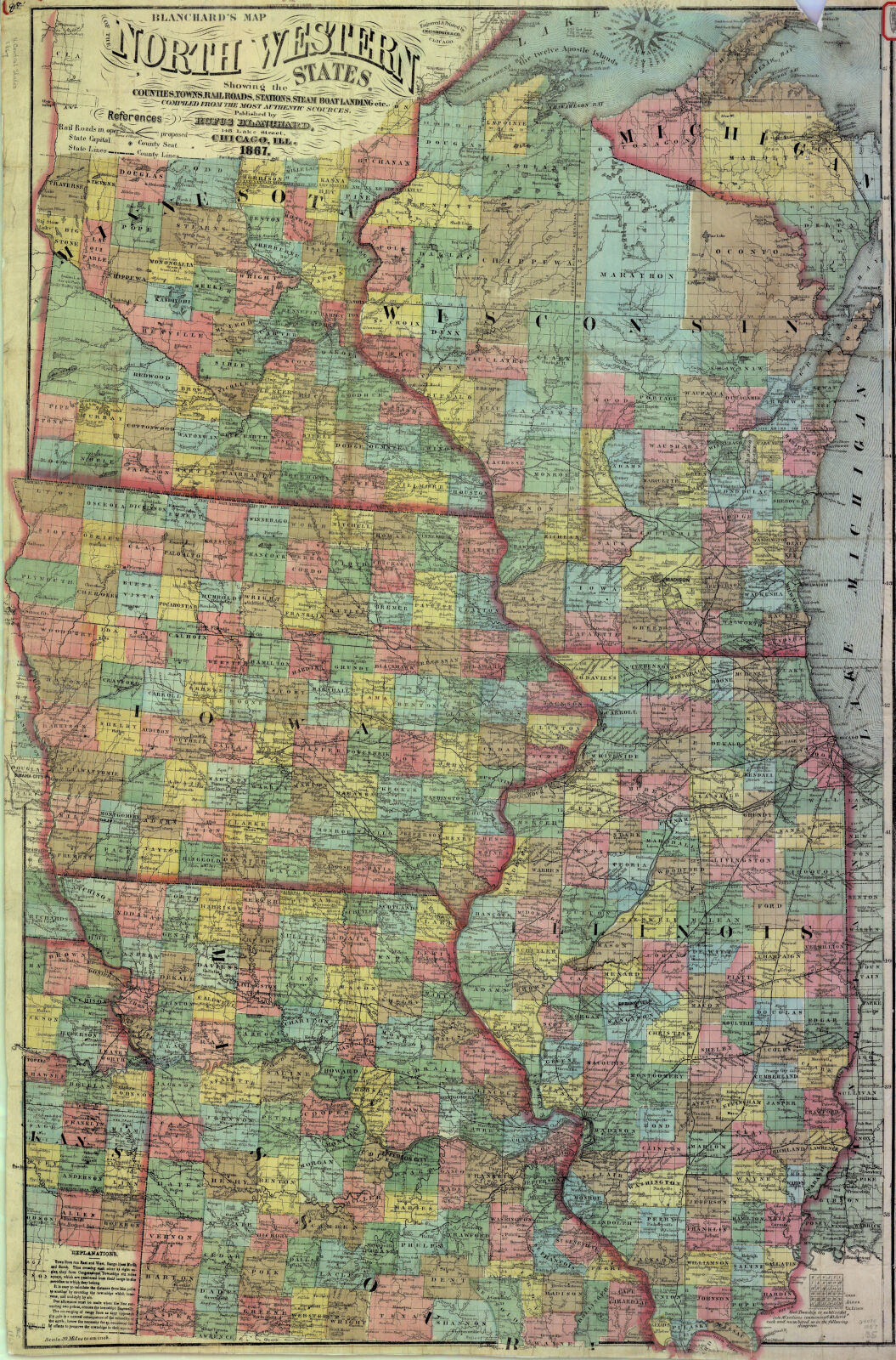 Blanchard's map of the north western states showing the counties