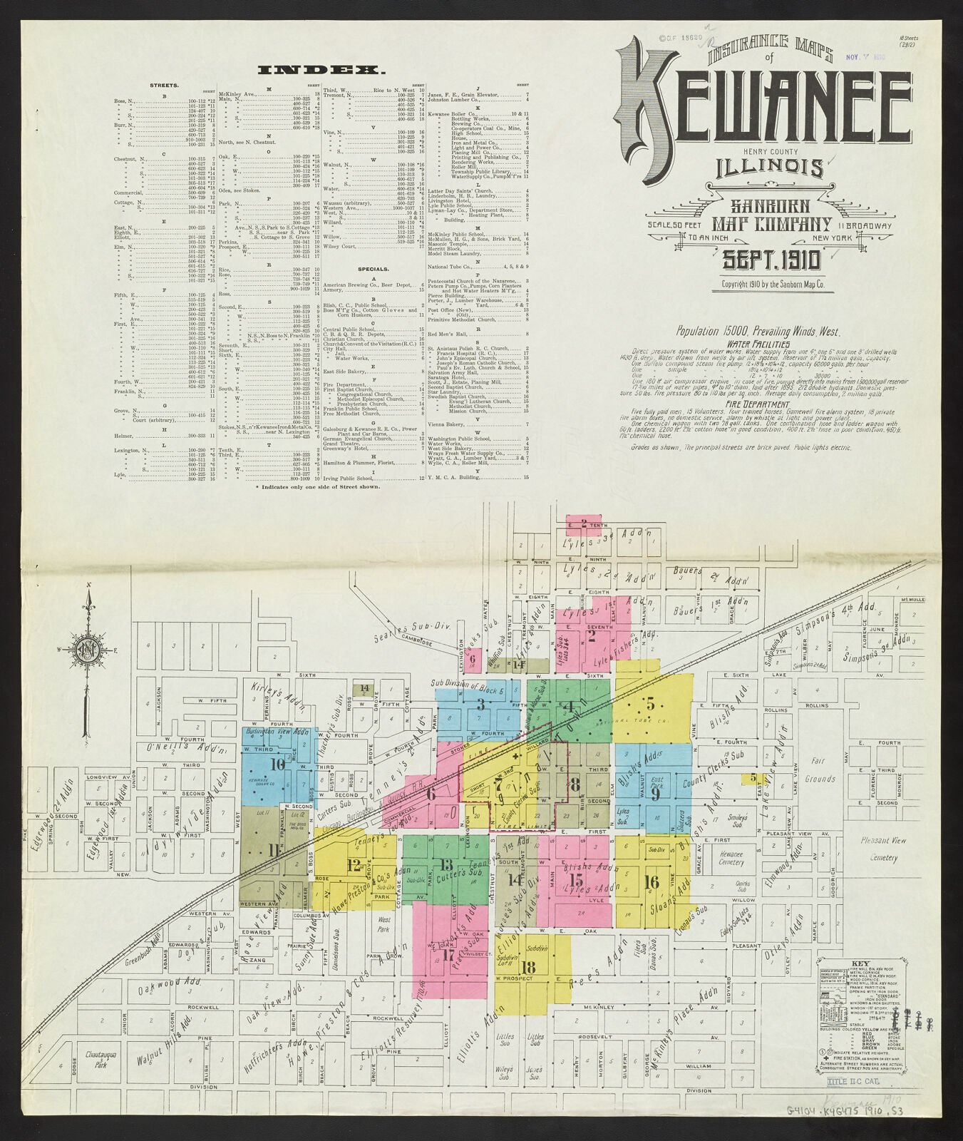 Insurance maps of Kewanee, Henry County, Illinois, Sept. 1910 Digital