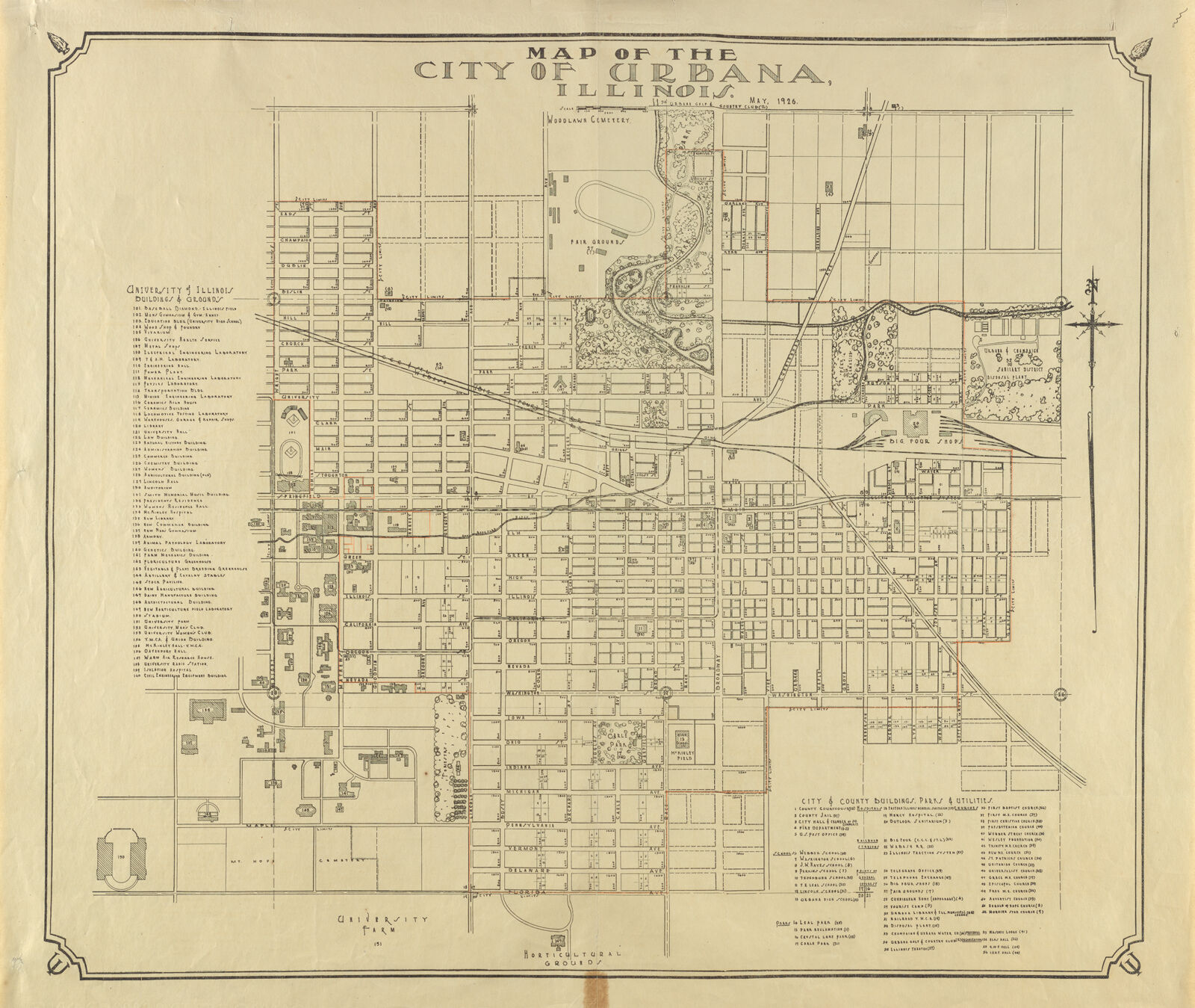 Map of Urbana, 1926 | Digital Collections at the University of Illinois ...