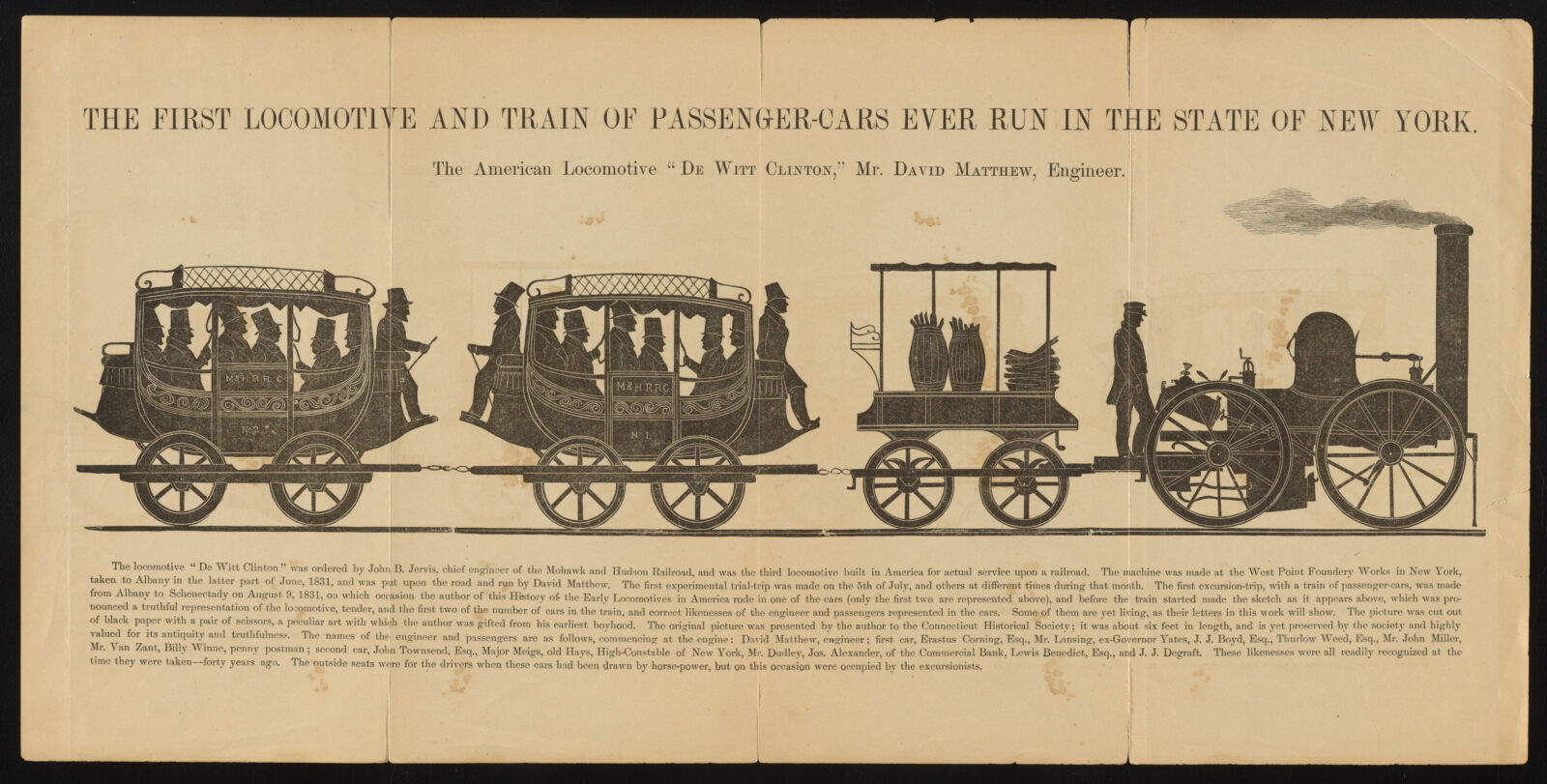 The First Locomotive and Train of Passenger Cars run in New York ...