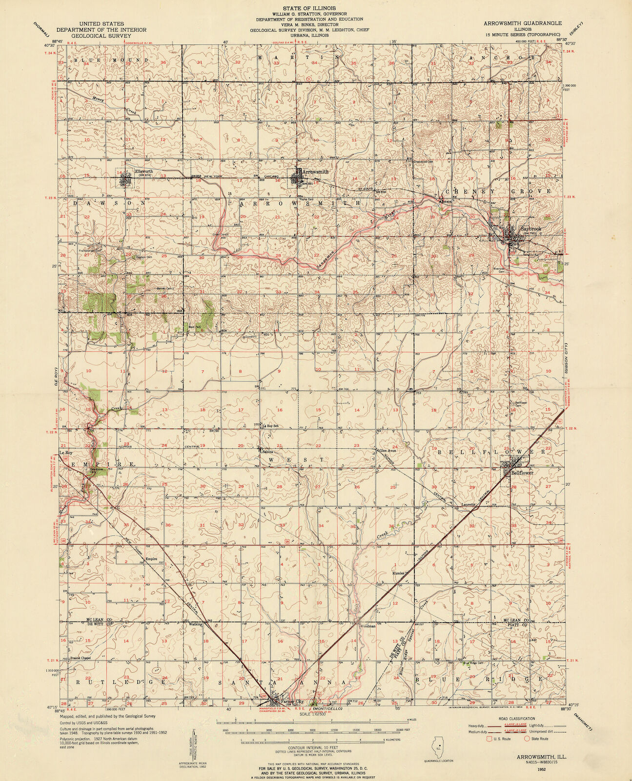 Arrowsmith quadrangle, Illinois 15 minute series Digital