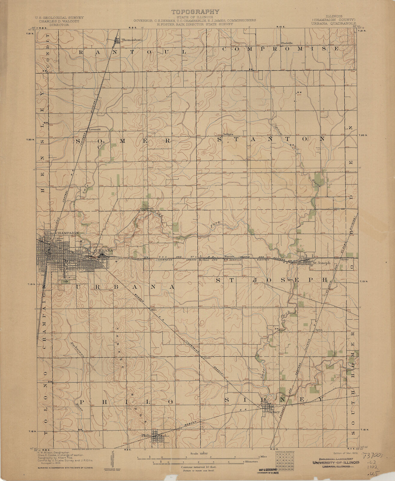 Illinois (Champaign County), Urbana quadrangle : topography | Digital ...