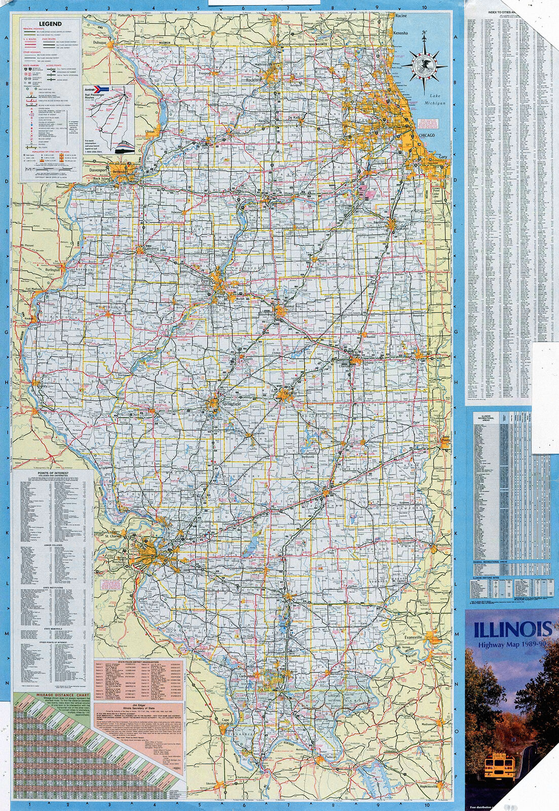 Illinois Highway Map, 1989-90 | Digital Collections at the University ...