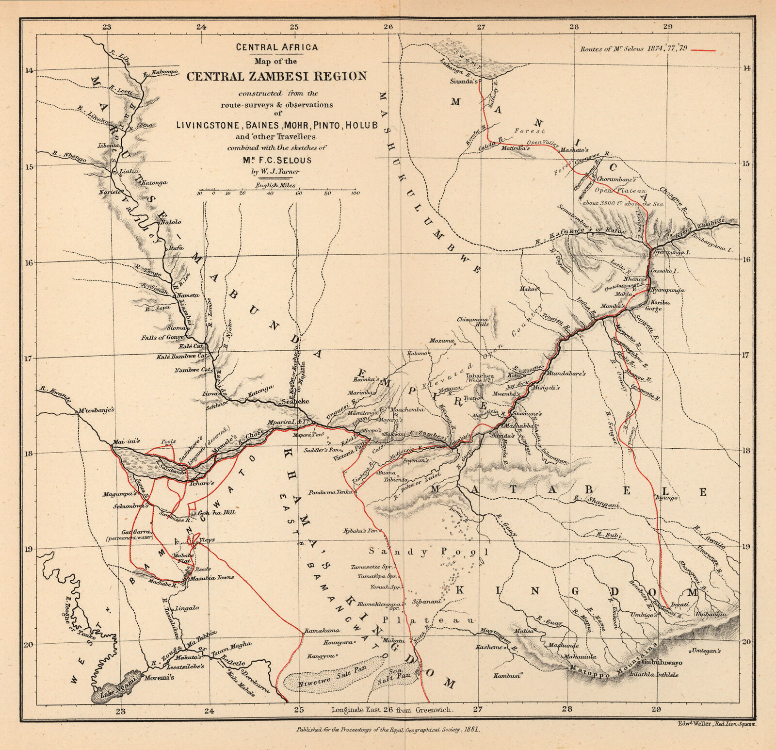 Central Africa: Map of the Zambesi Region constructed from the route ...