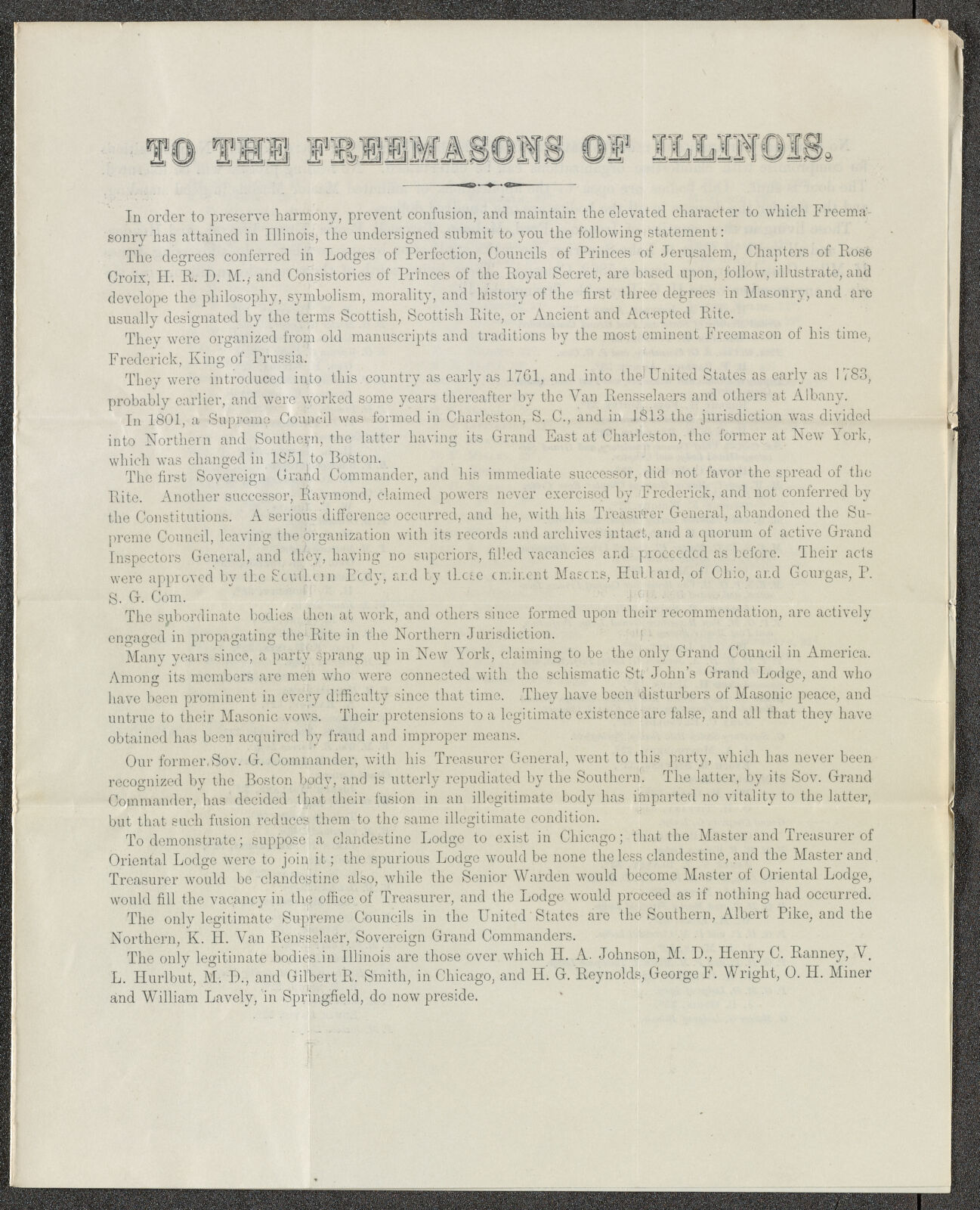 To the Freemasons of Illinois | Digital Collections at the University ...