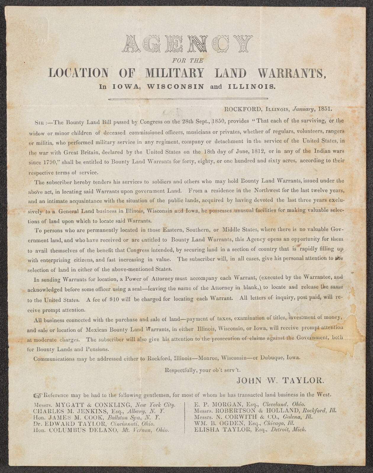 Agency For The Location Of Military Land Warrants In Iowa Wisconsin agency-for-the-location-of-military-land-warrants-in-iowa-wisconsin