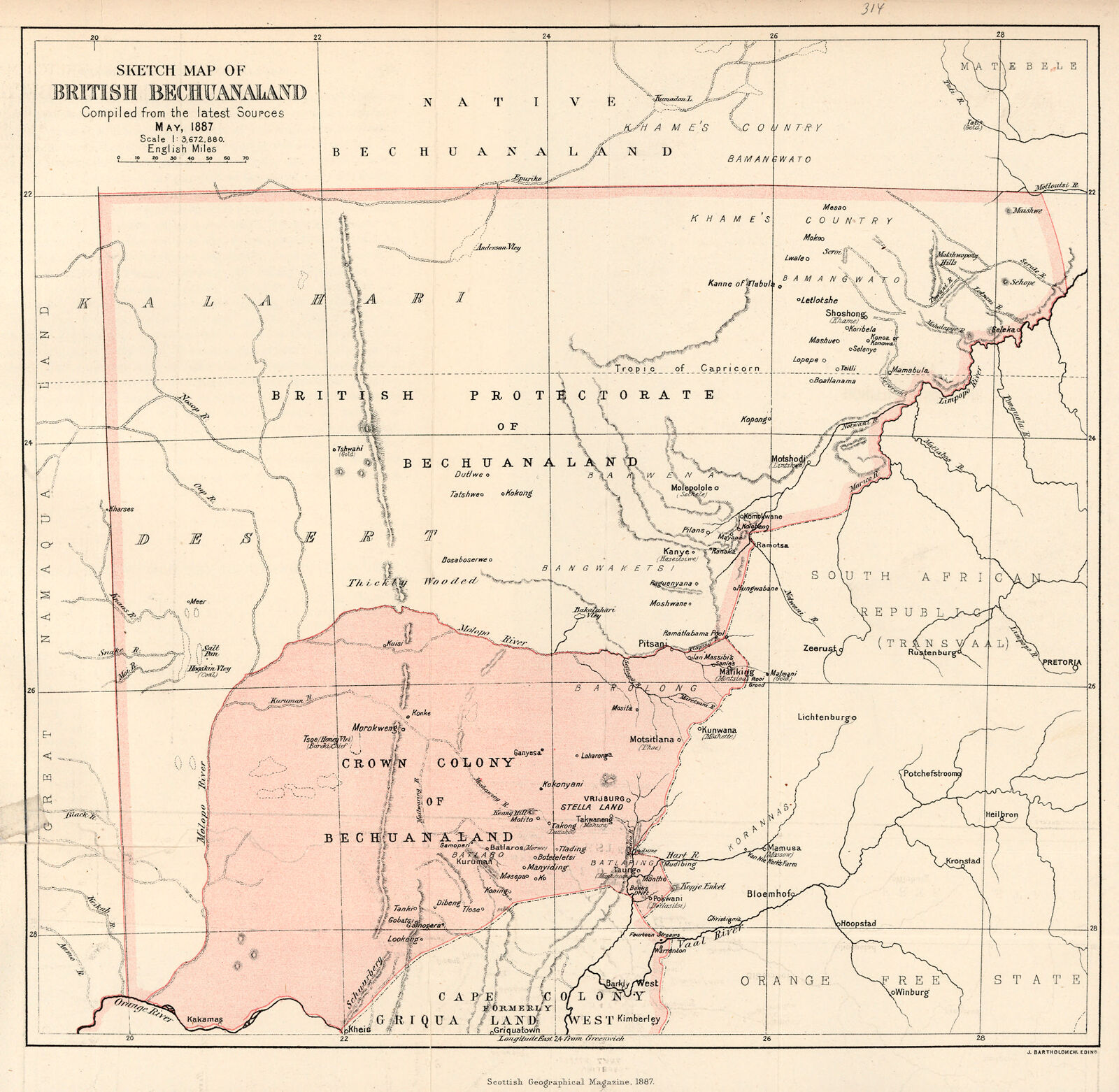 Sketch map of British Bechuanaland | Digital Collections at the ...