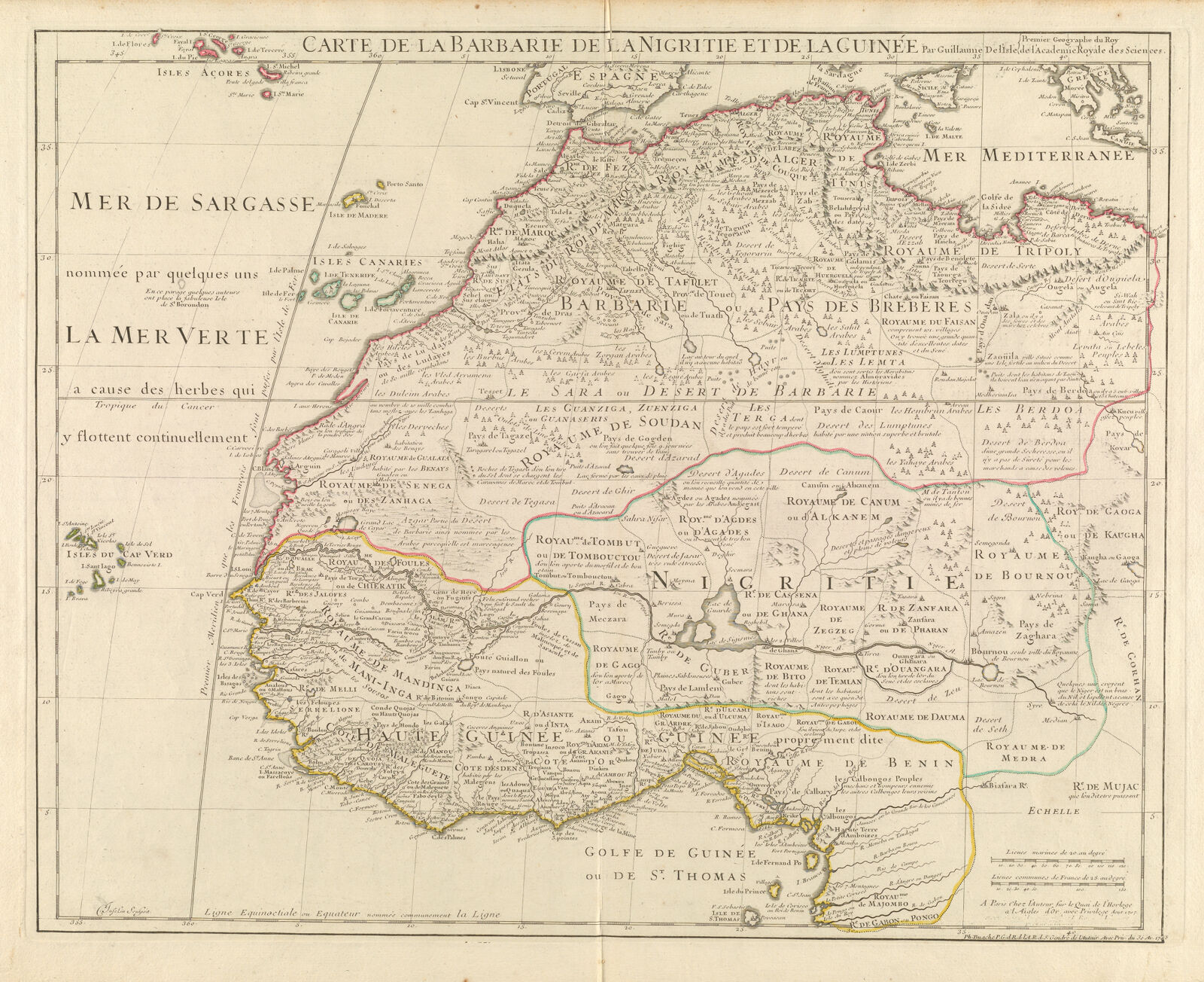 Carte De La Barbarie, De La Nigritie Et De La Guinée Par Guillaume De L 