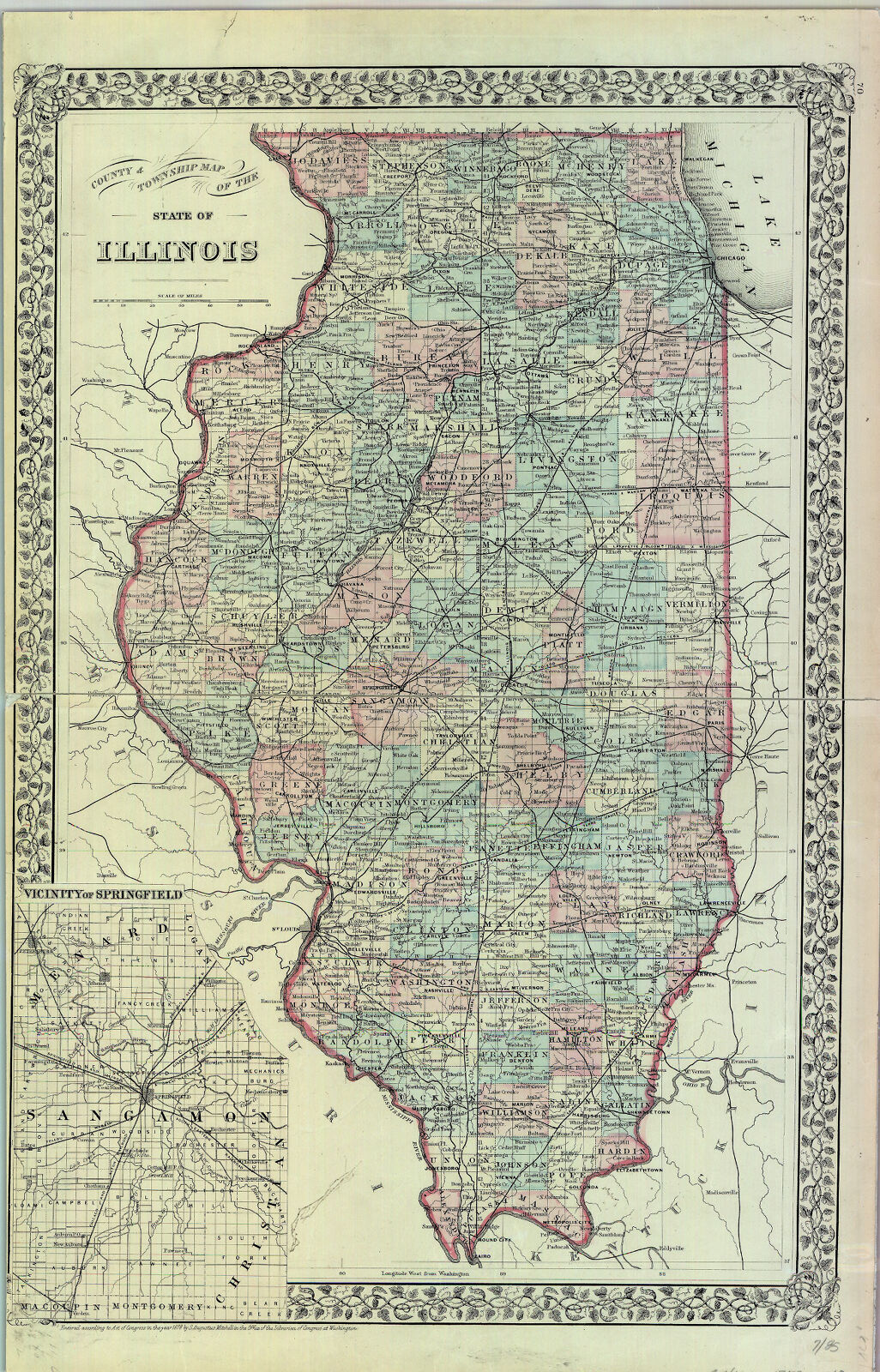 County And Township Map Of The State Of Illinois Digital Collections At The University Of 5147