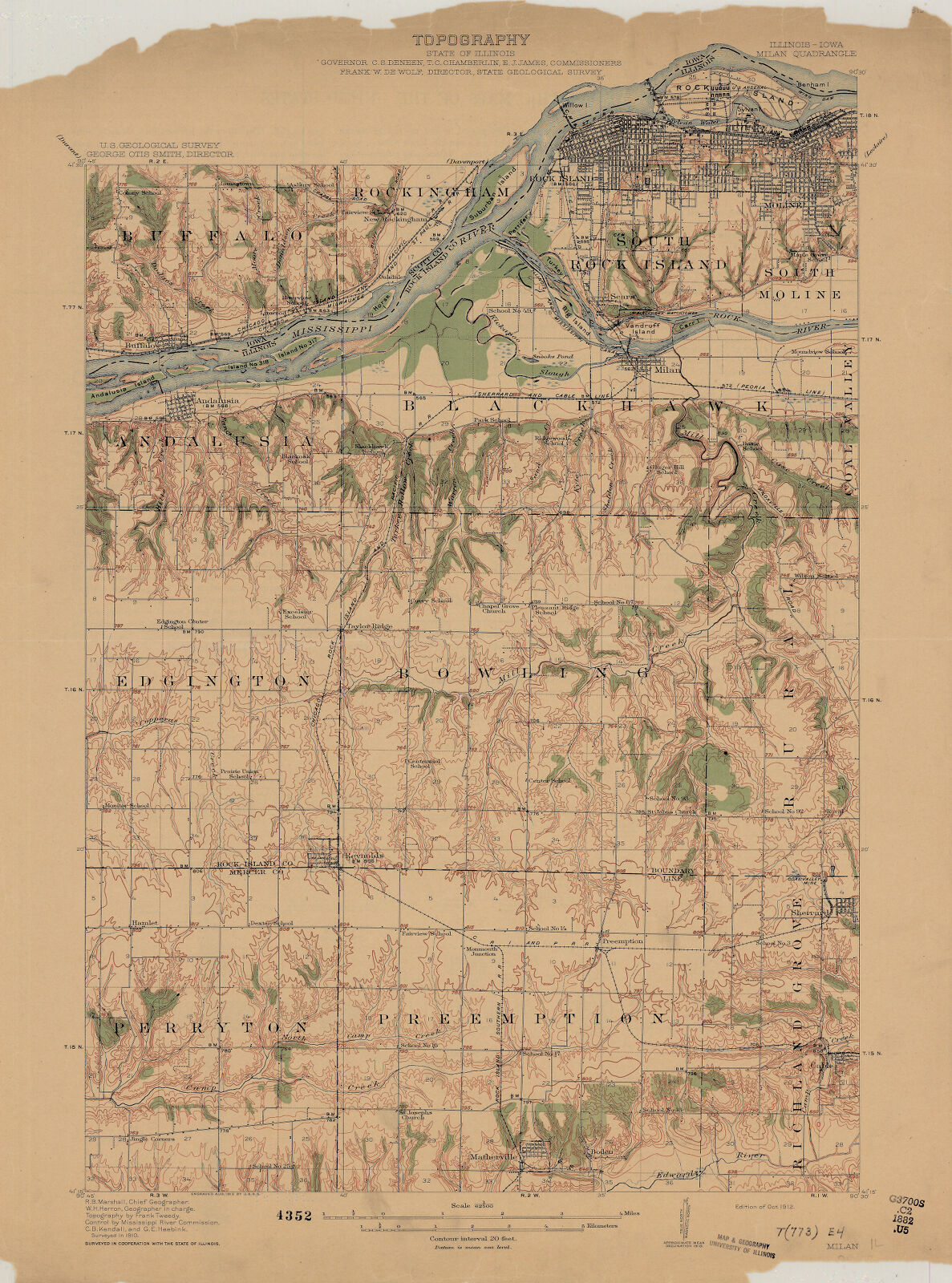 IllinoisIowa, Milan quadrangle topography Digital Collections at