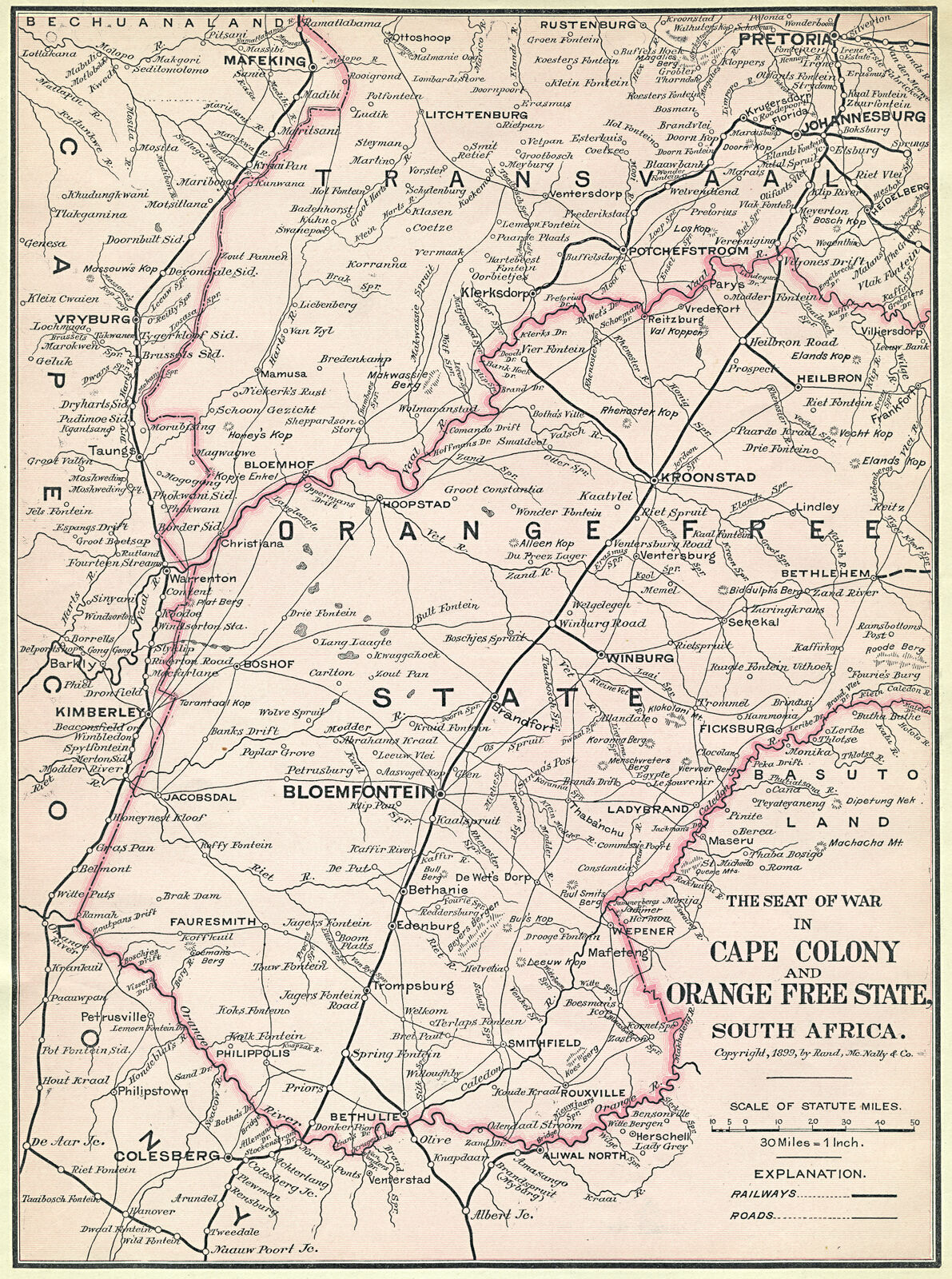 Seat of War in Cape Colony and Orange Free State, South Africa ...