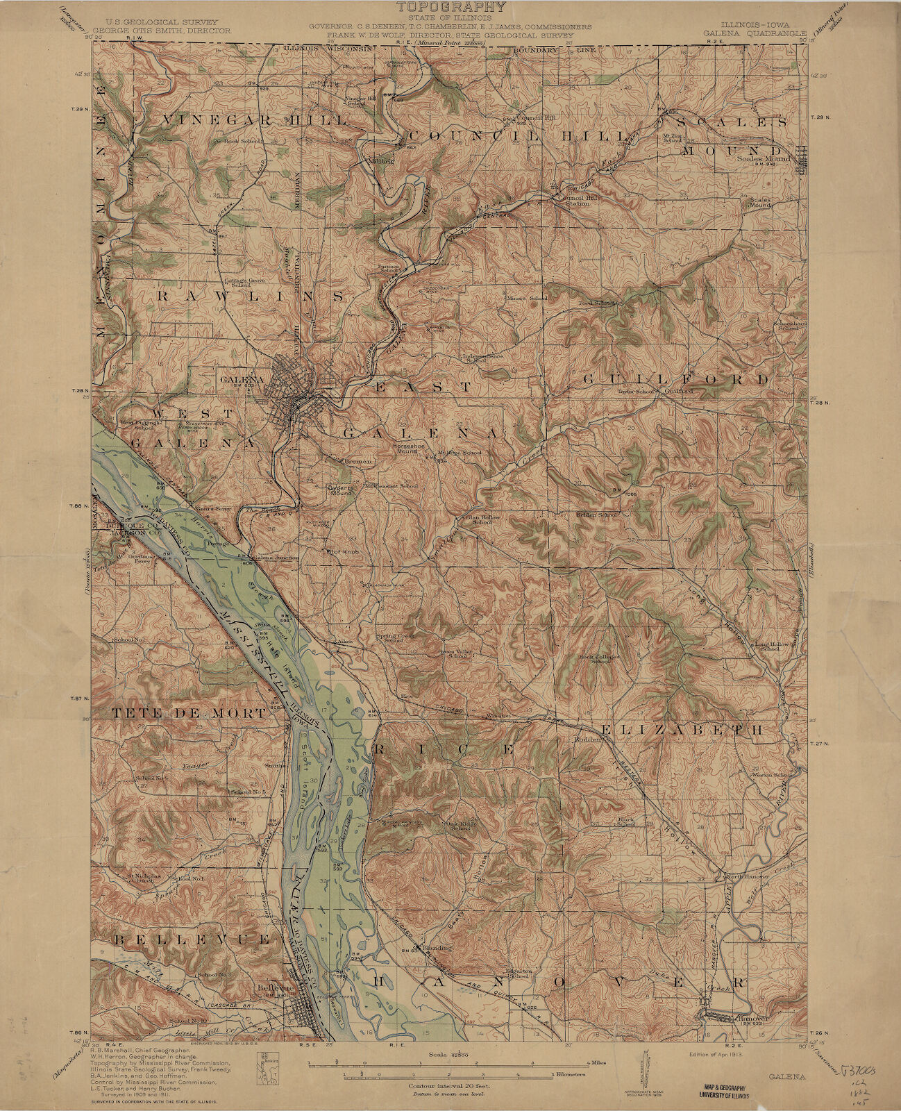 IllinoisIowa Galena quadrangle topography Digital Collections at
