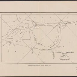 black and white line drawing of the Kaskaskia confluence with the Mississippi