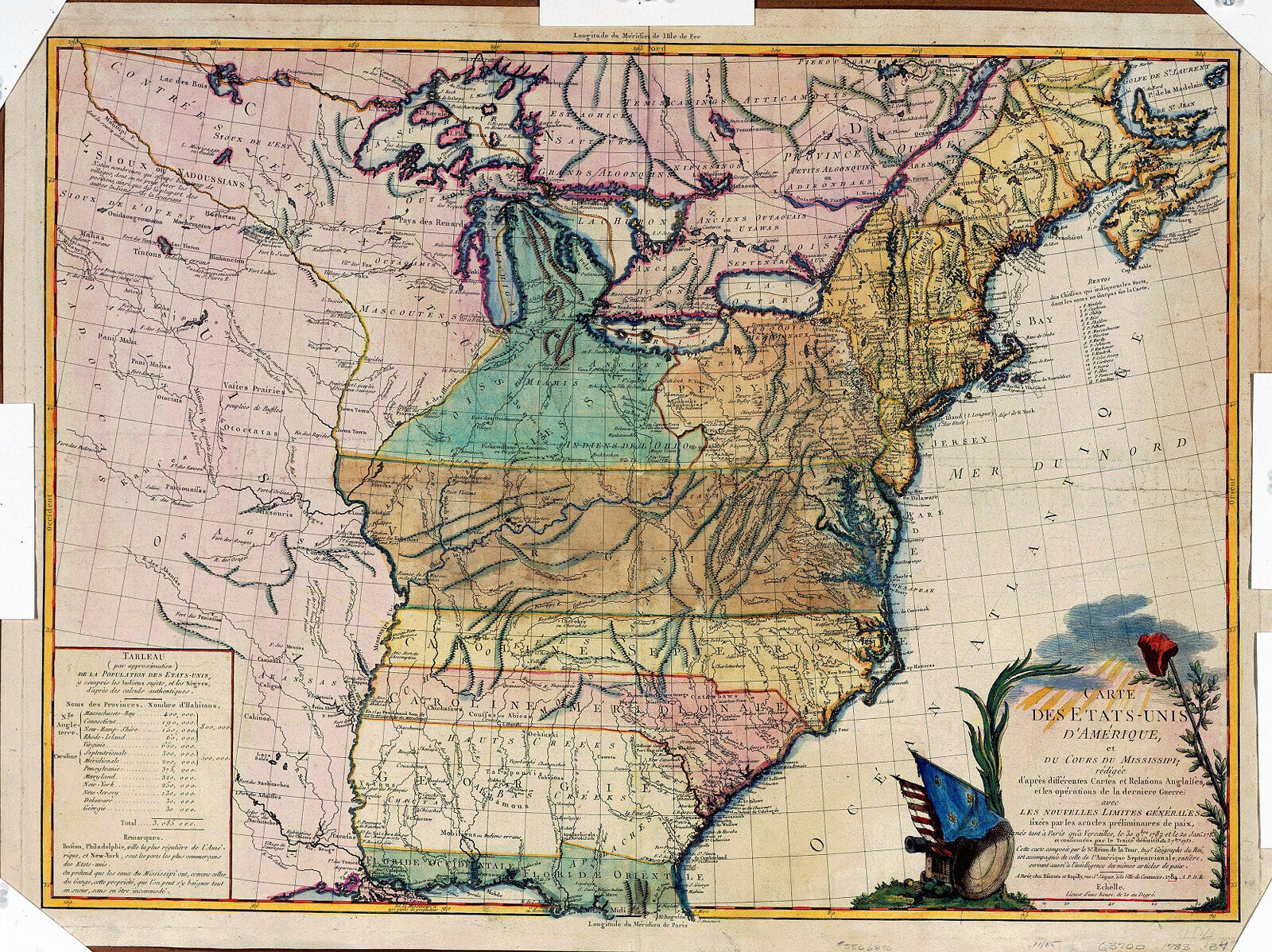 Carte des Etats-Unis d'Amérique, et du cours du Mississippi... | Digital Collections at the ...