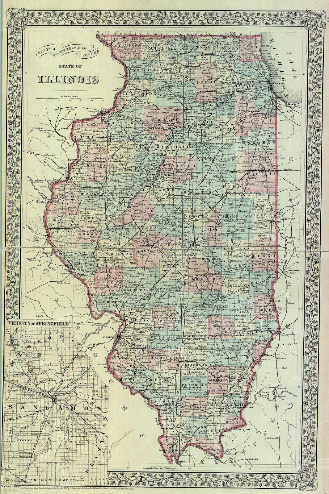 Cram's railroad & township map of Illinois | Digital Collections at the ...