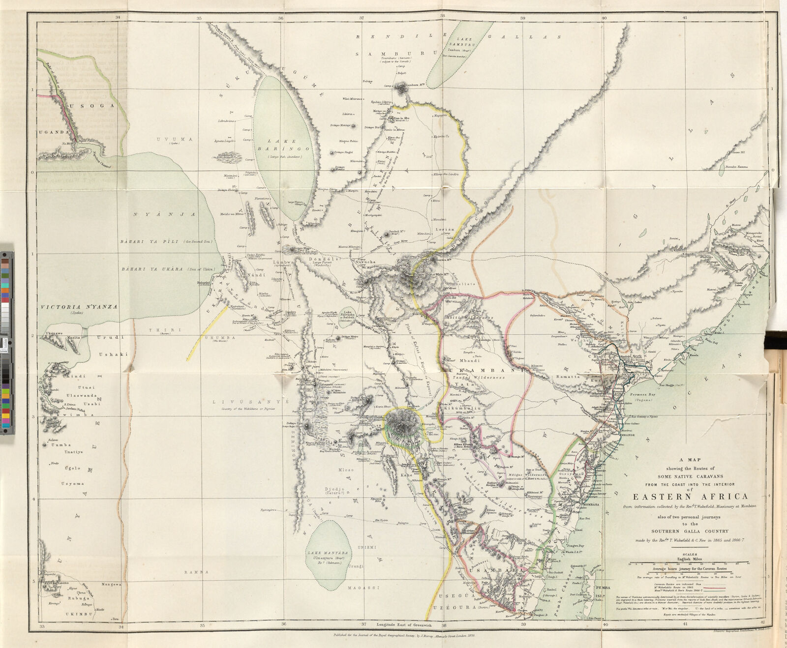 Map showing the Routes of Some Native Caravans from the Coast into the ...