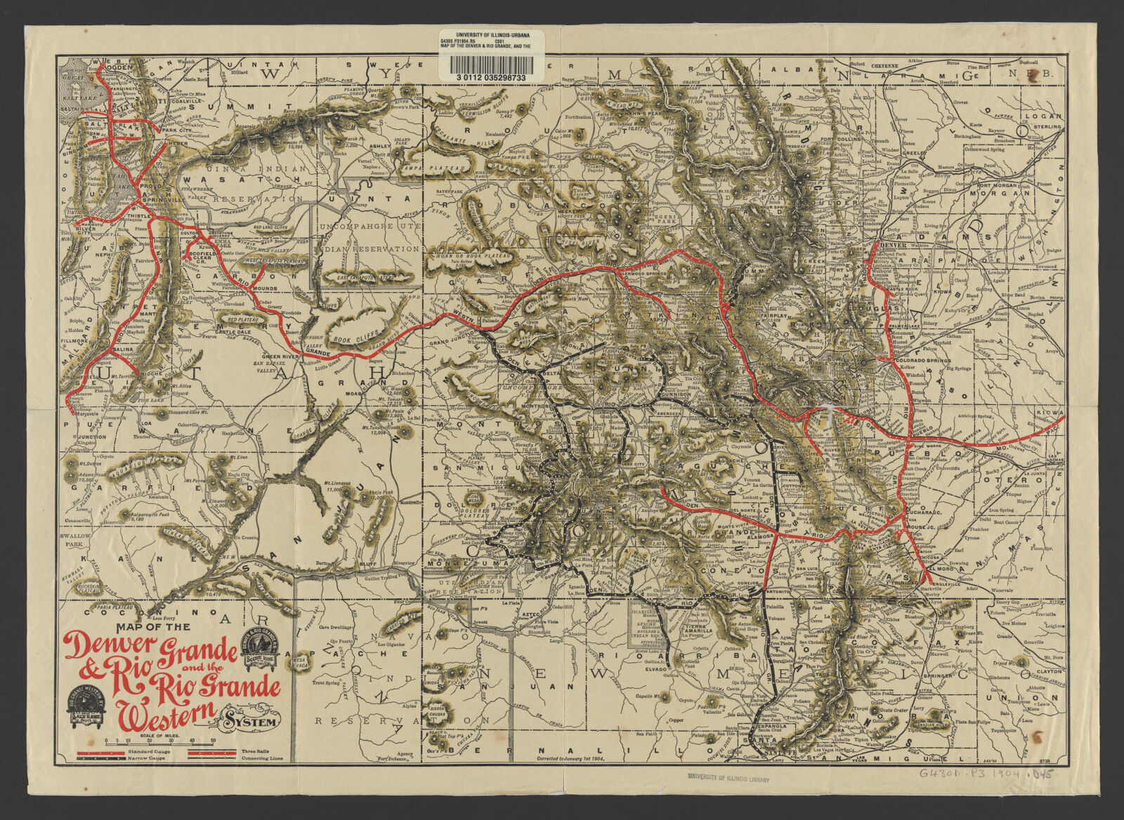 Map of the Denver and Rio Grande, and the Rio Grande Western system |  Digital Collections at the University of Illinois at Urbana-Champaign  Library, image size:1600x1168