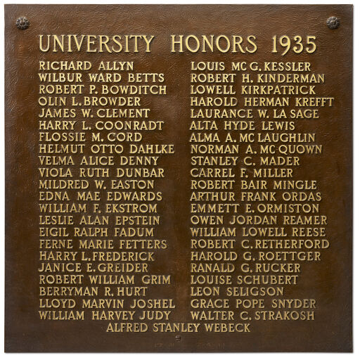 University Honors — the Bronze Tablets Digital Collections at the