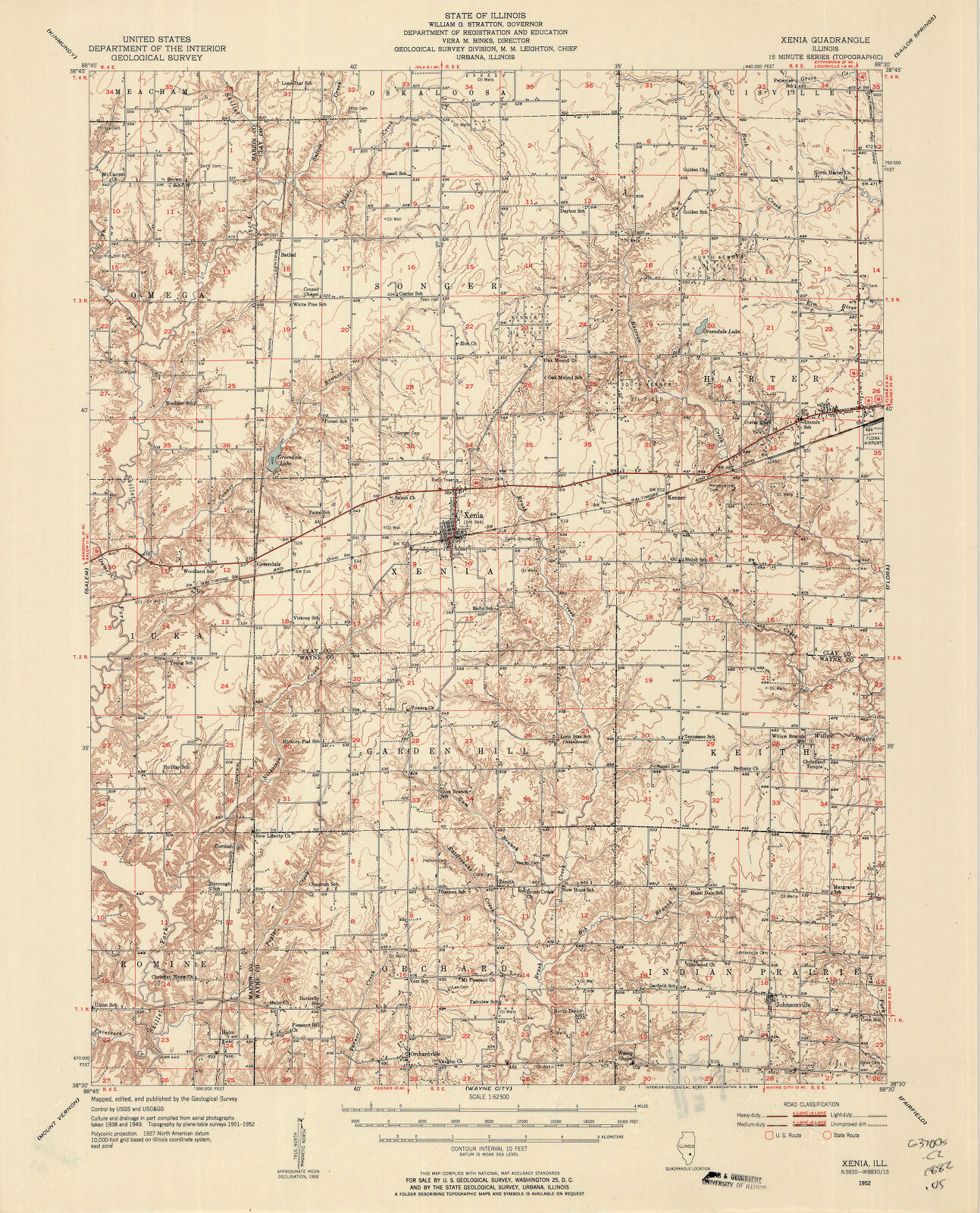 Xenia quadrangle, Illinois : 15 minute series | Digital Collections at ...