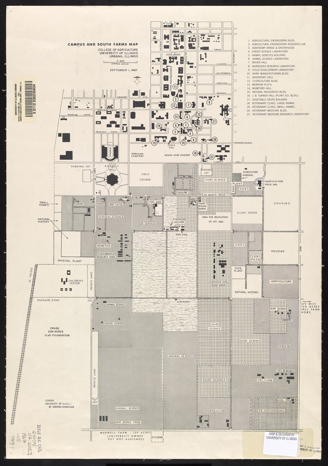 Campus and south farms map | Digital Collections at the University of ...