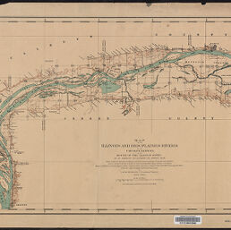 Map in color of a portion of the Illinois River including Diamond Island.