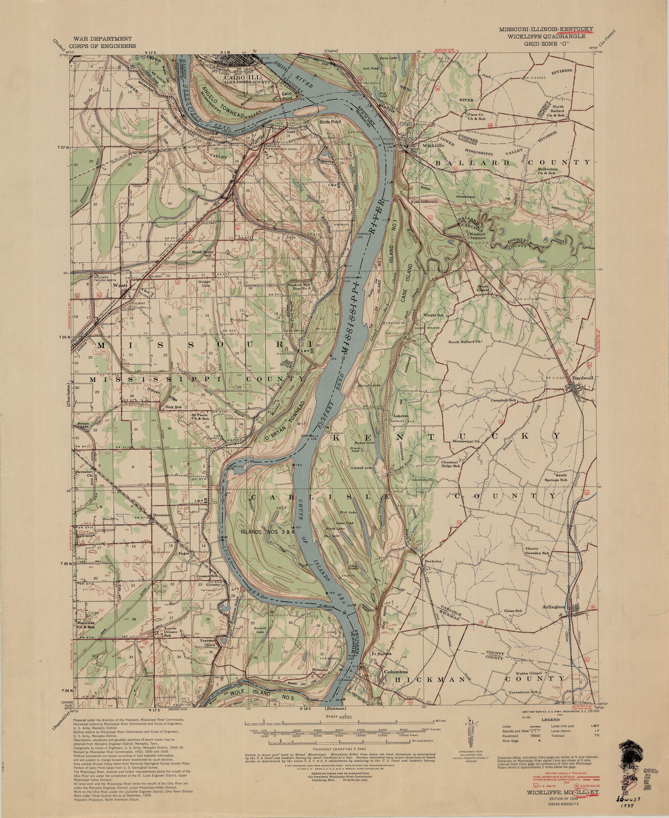 MissouriIllinoisKentucky, Wickliffe quadrangle grid zone 'C