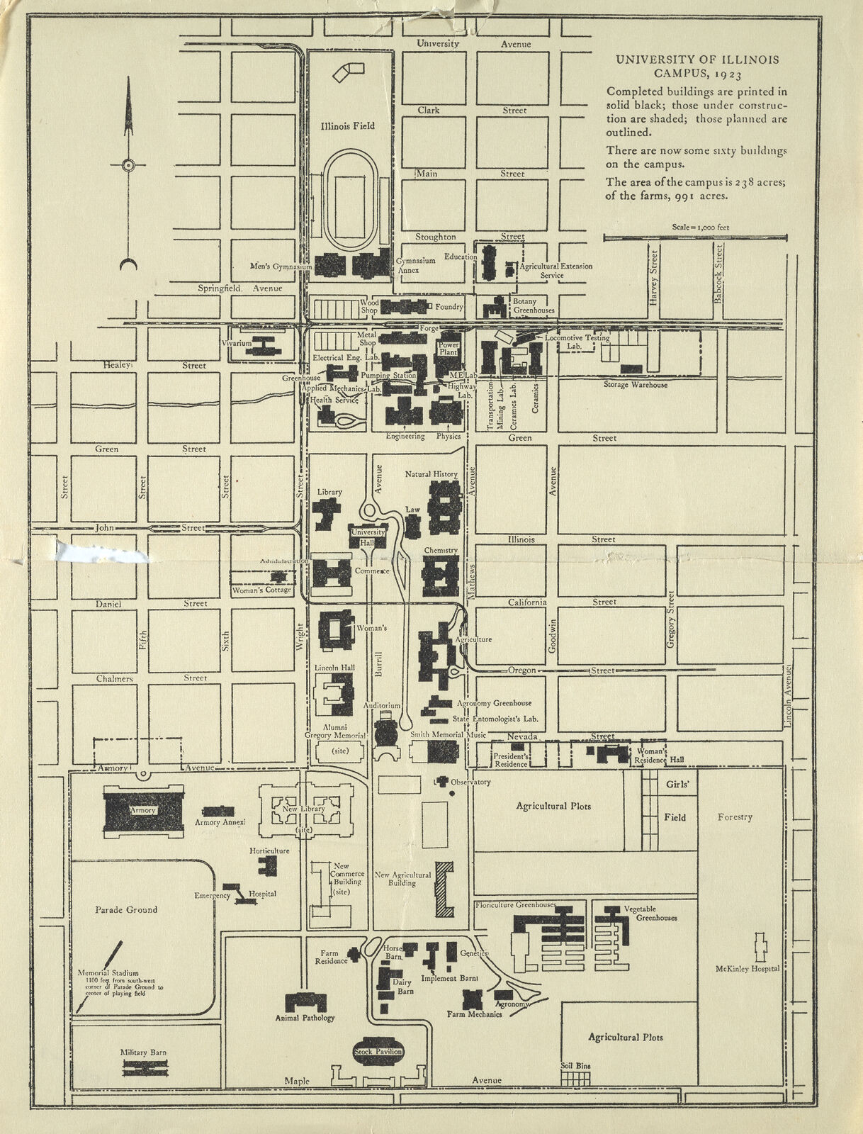 Campus Map, 1923 | Digital Collections at the University of Illinois at ...